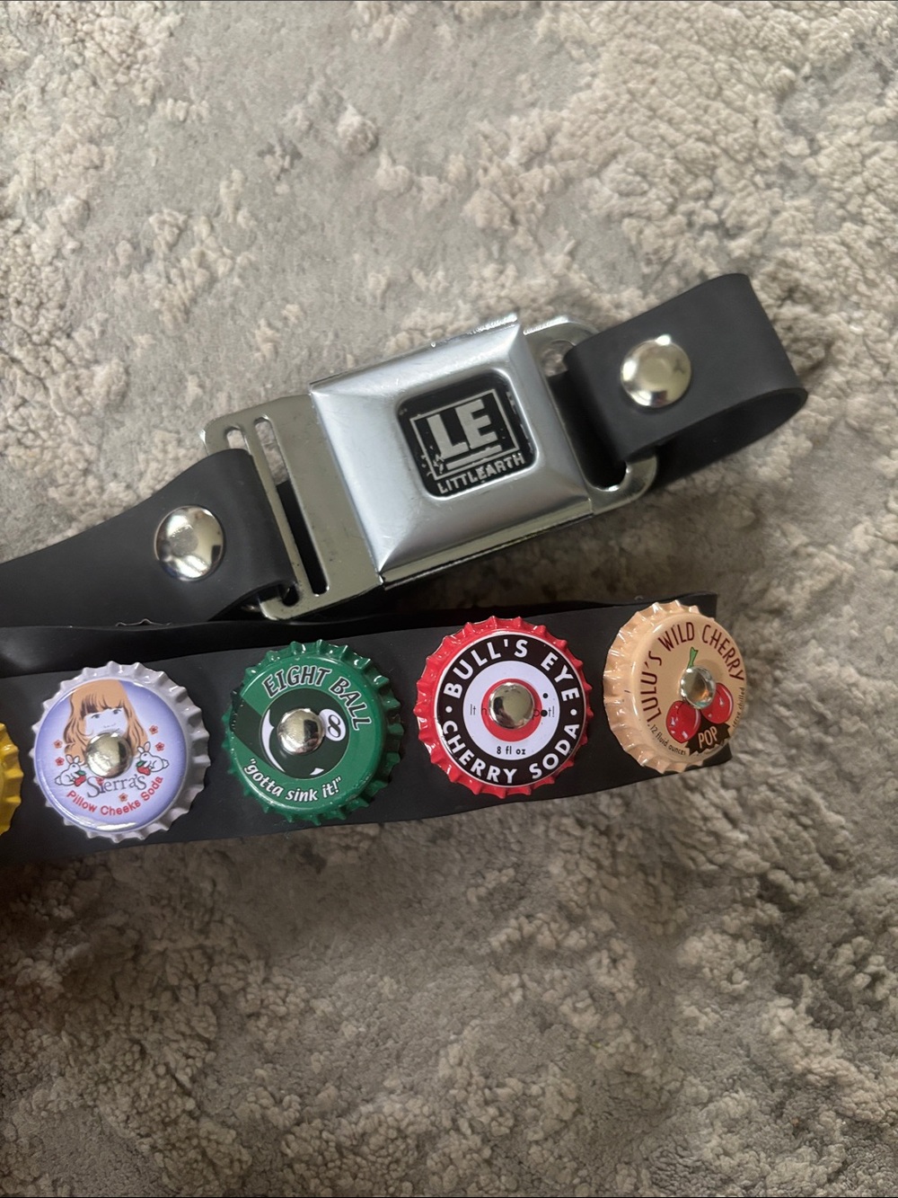 Little Earth Black Belt with Colorful Bottle Cap Accents see pics for size